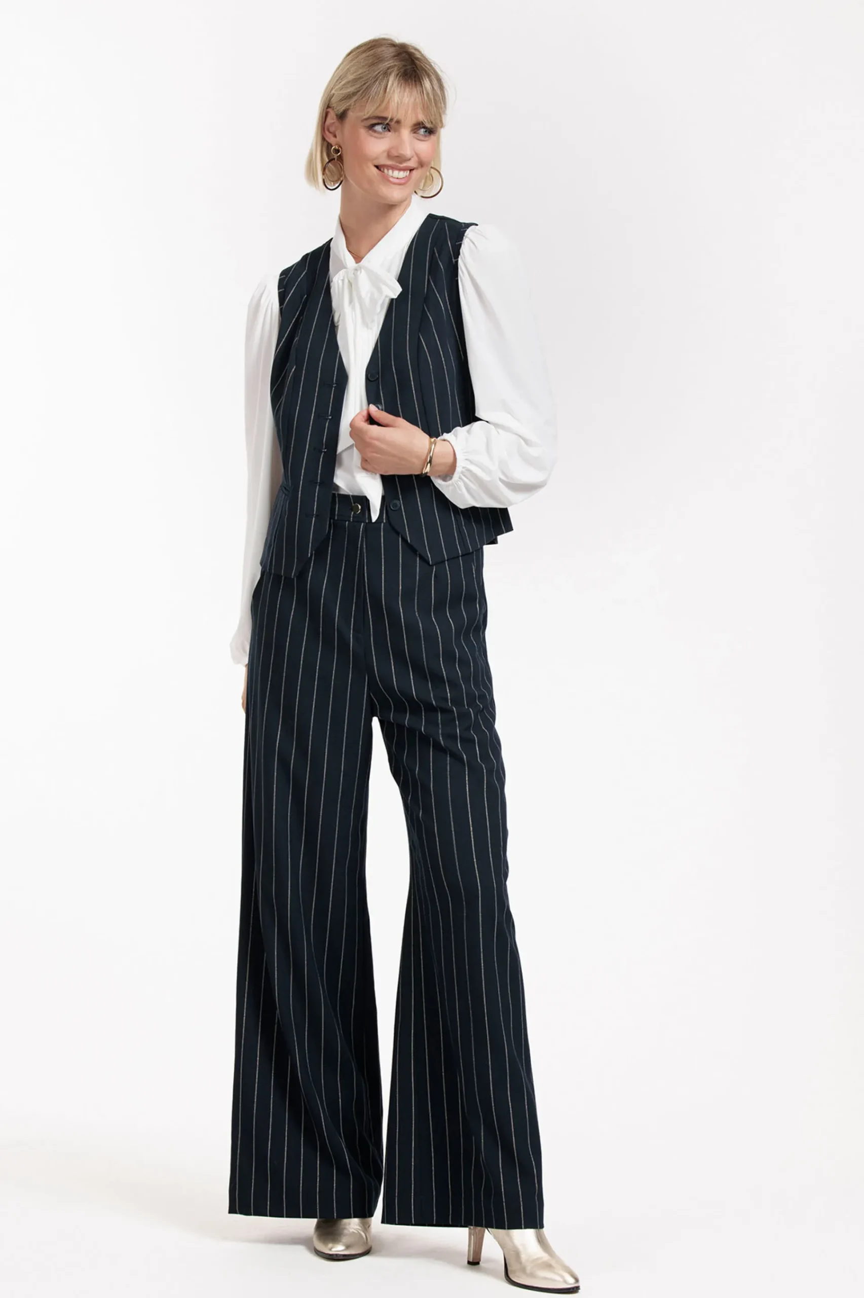 Studio Anneloes Holly gold pinstripe trousers -
