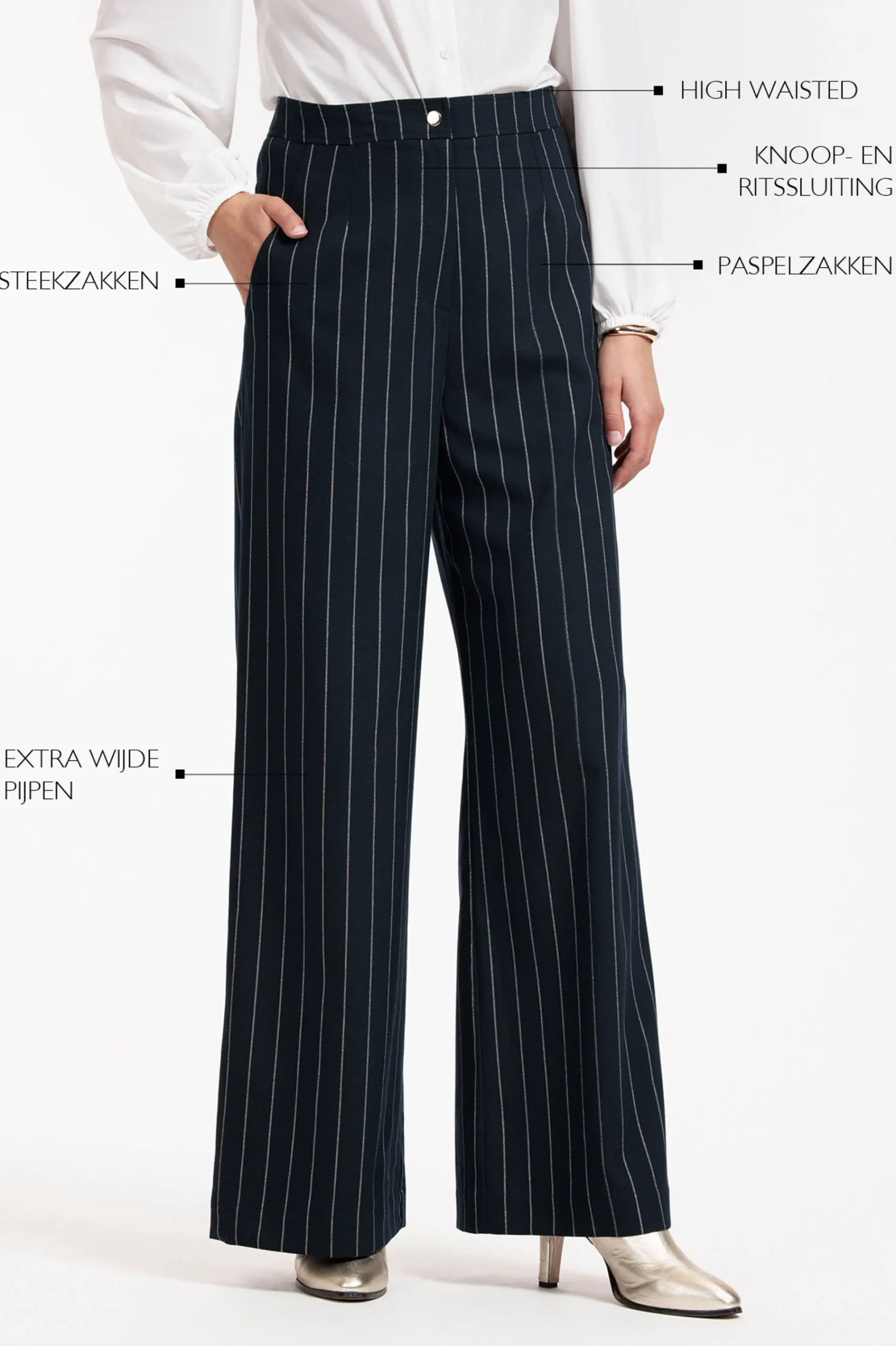 Studio Anneloes Holly gold pinstripe trousers -