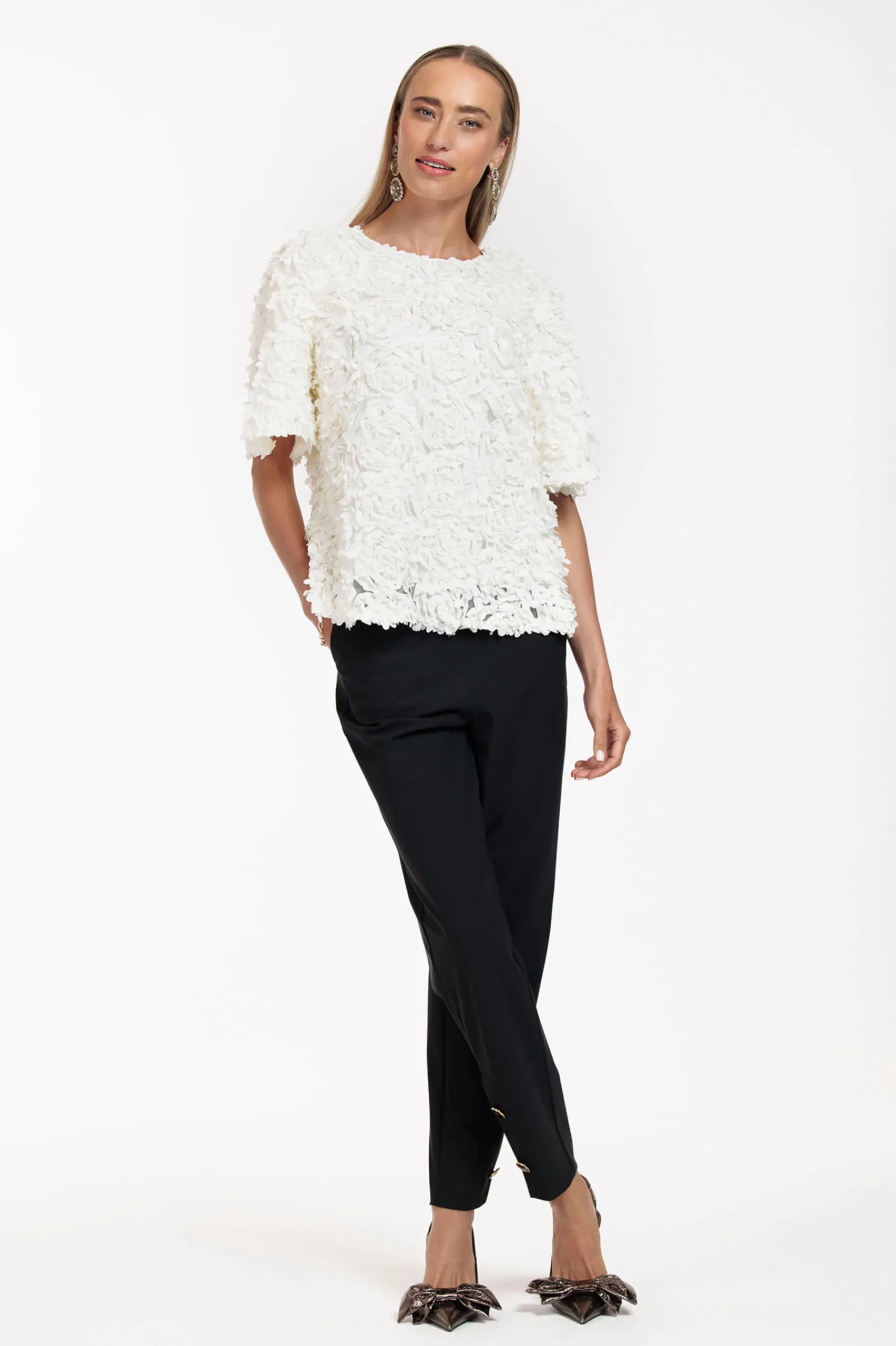 Studio Anneloes Ivory button trousers -