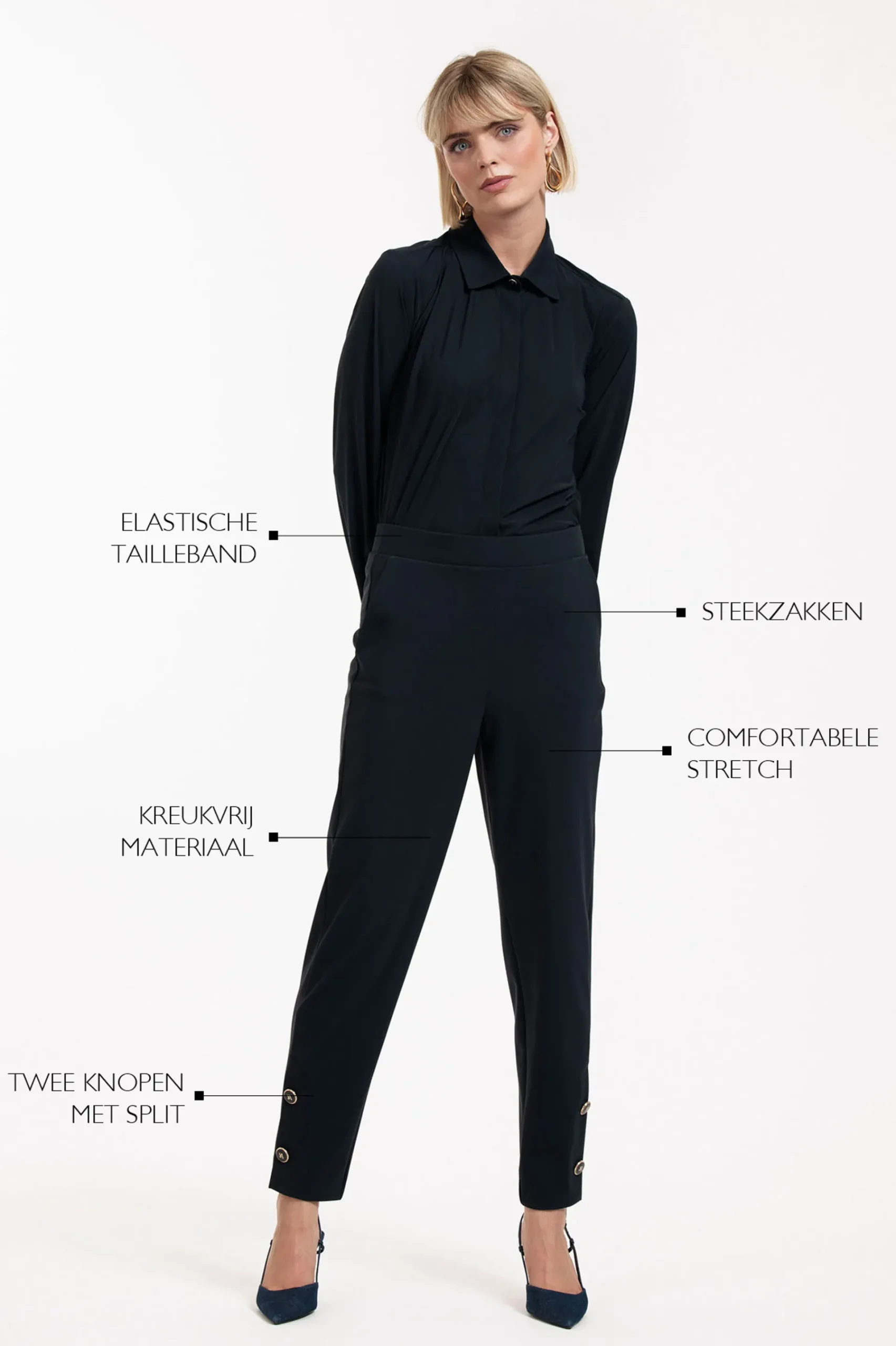 Studio Anneloes Ivory button trousers -