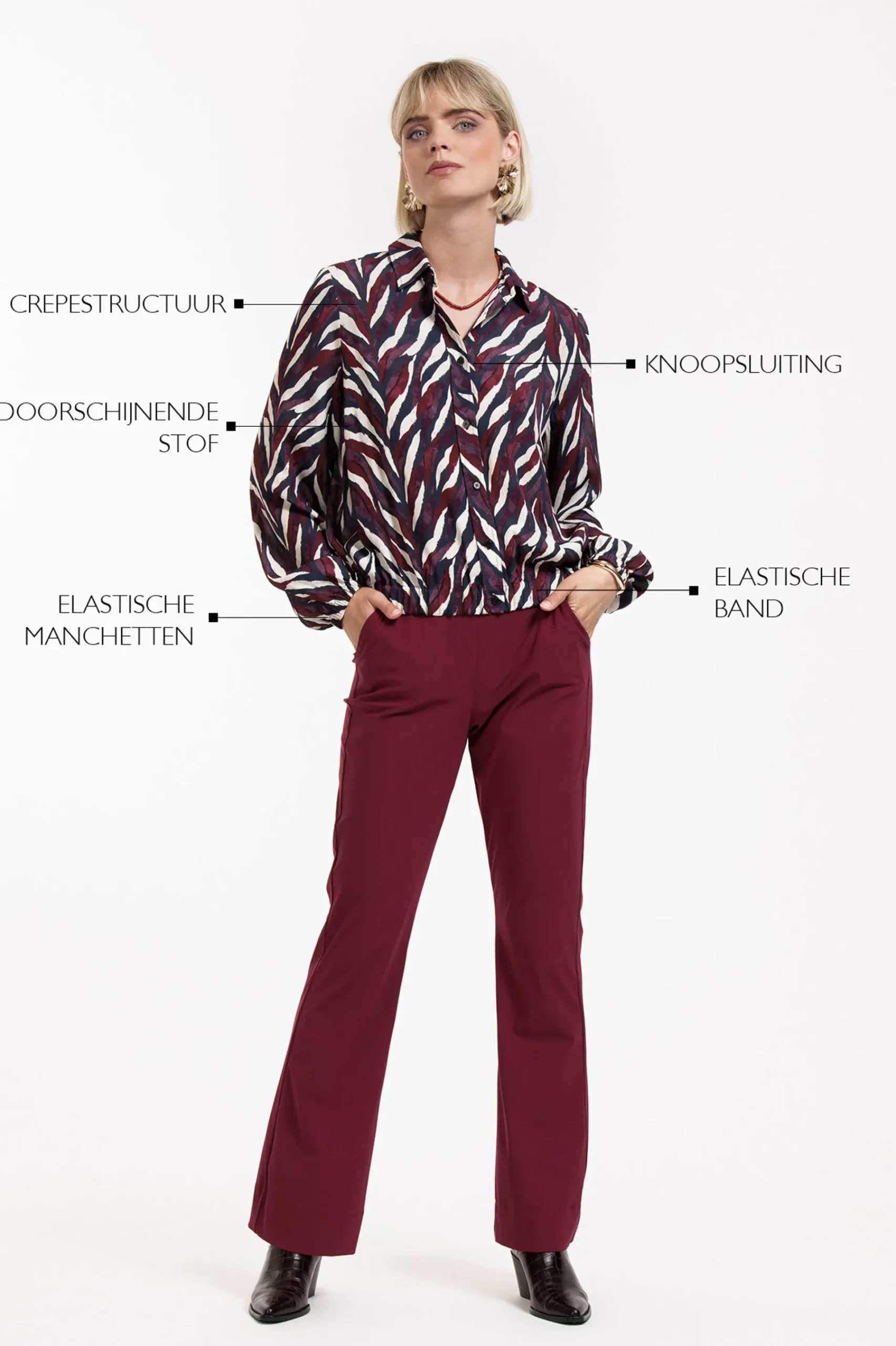 Studio Anneloes Jonny leaves crepe blouse -
