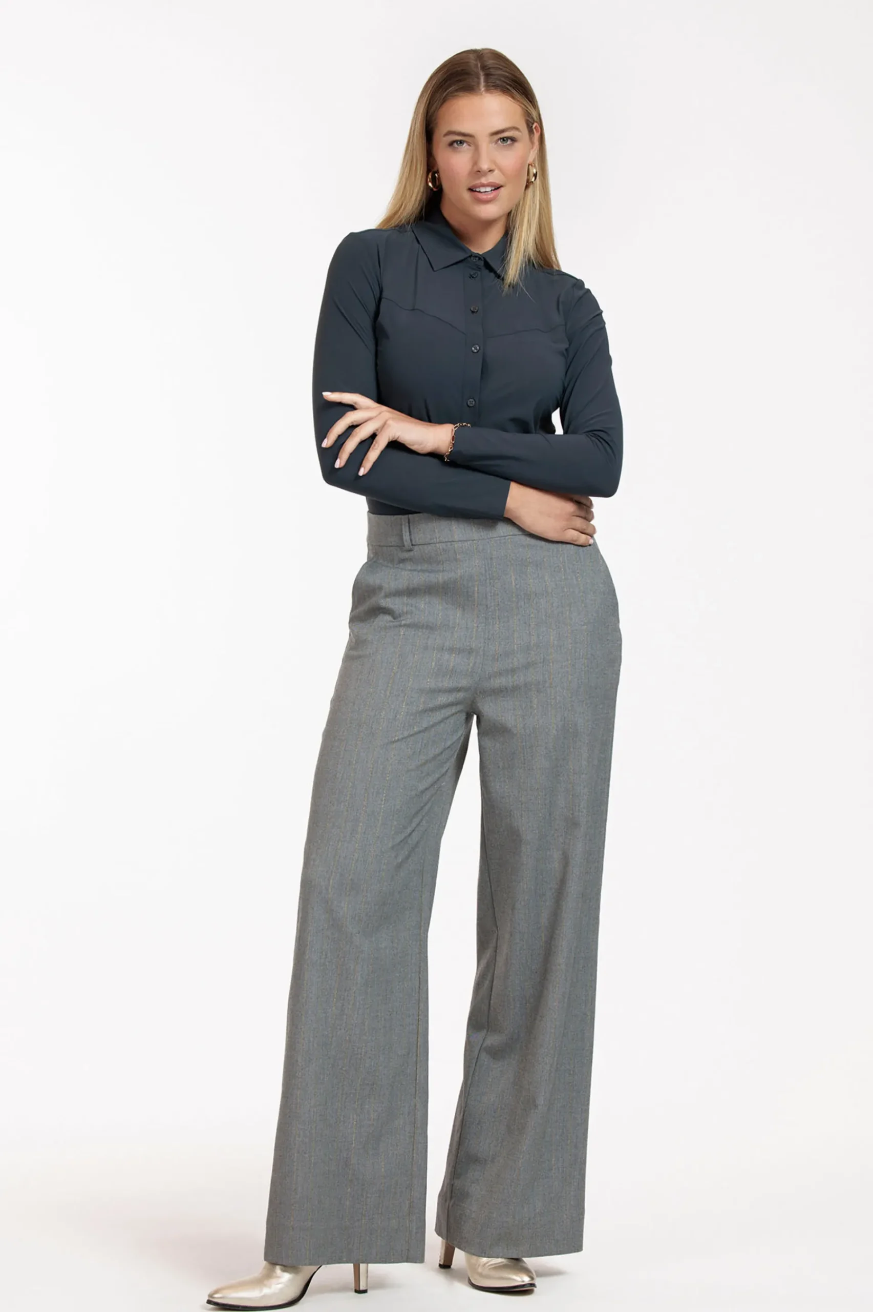 Studio Anneloes Lexie gold stripe trousers -