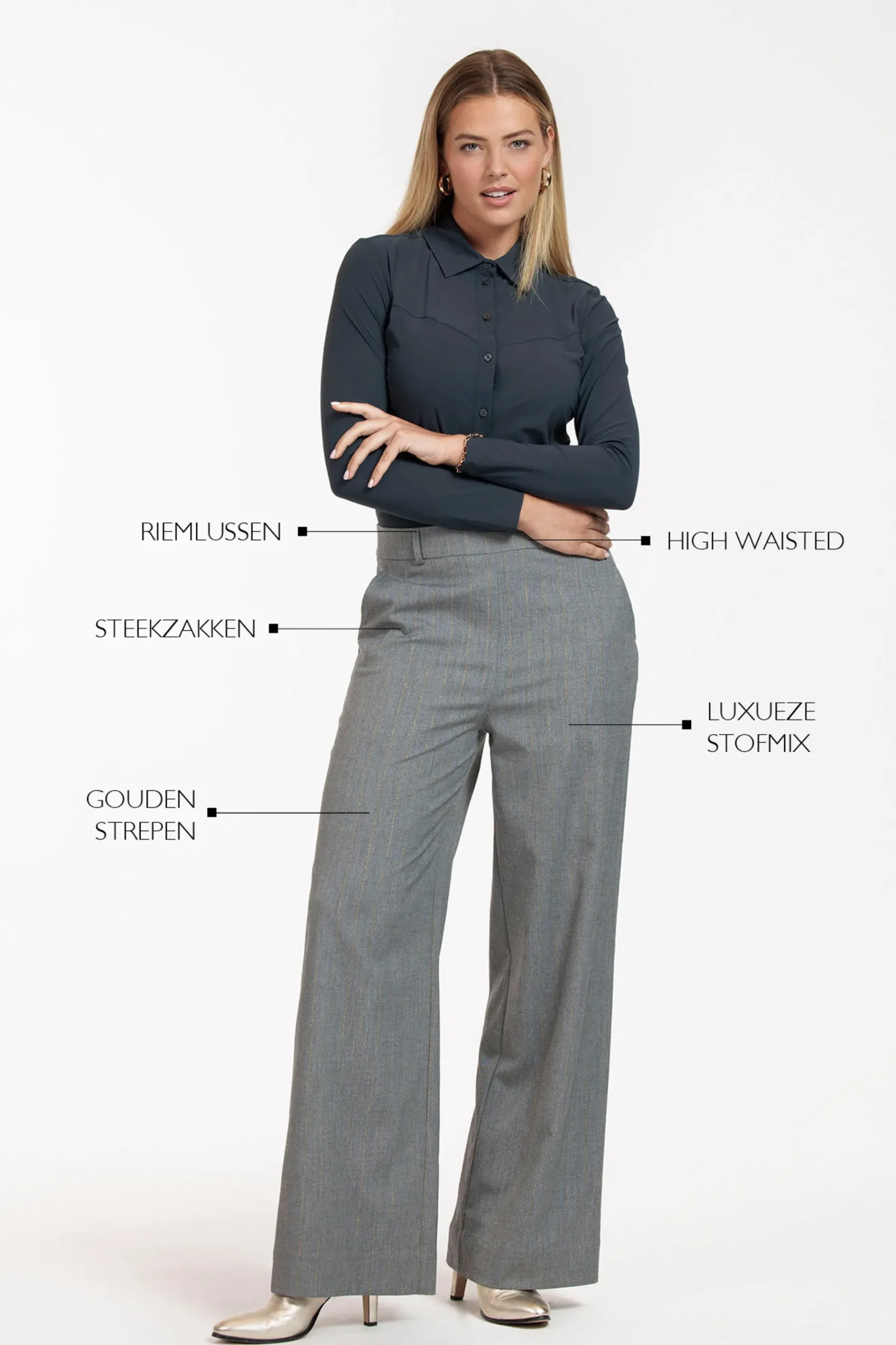 Studio Anneloes Lexie gold stripe trousers -