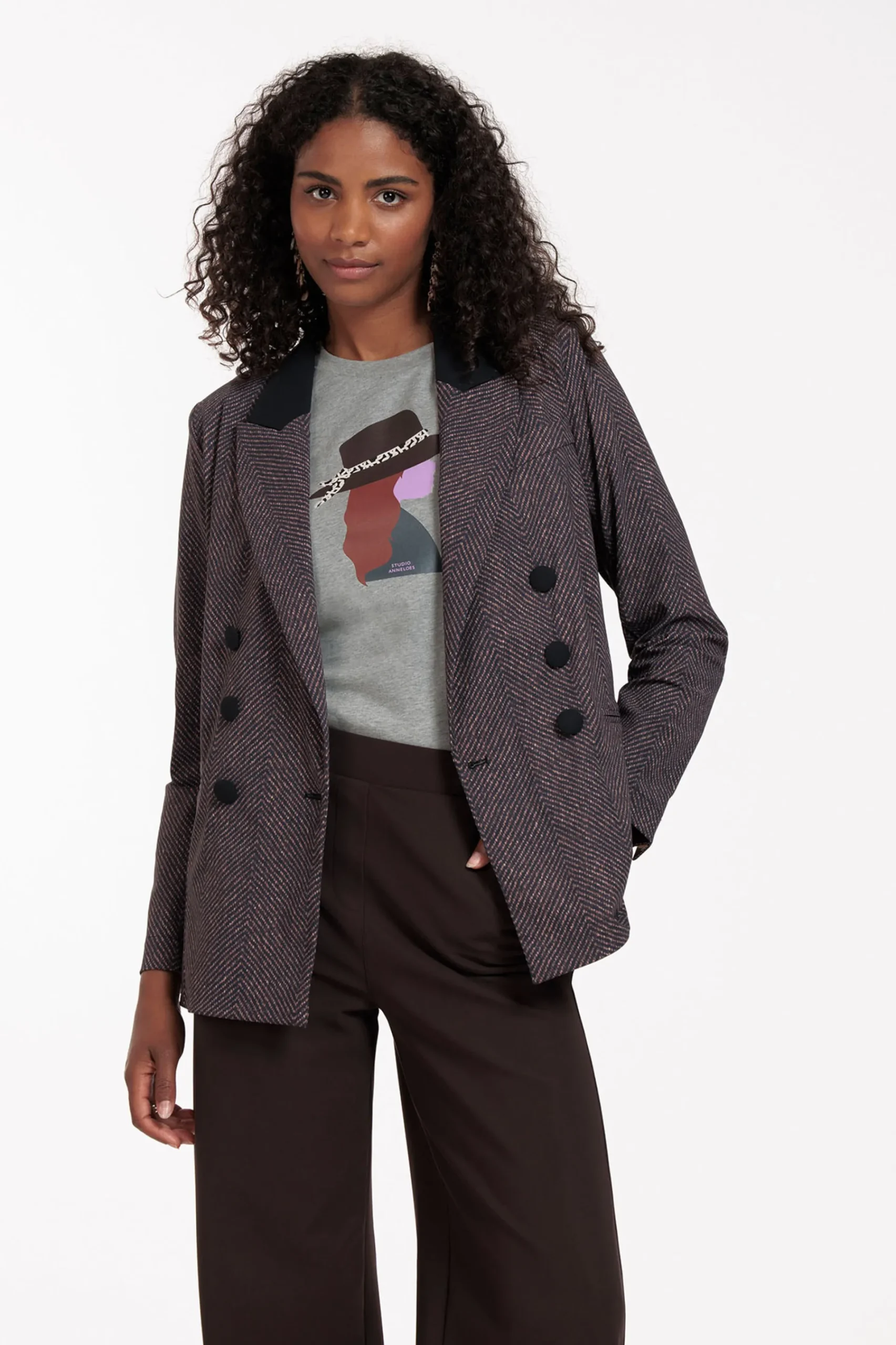 Studio Anneloes Loulou herringbone blazer -