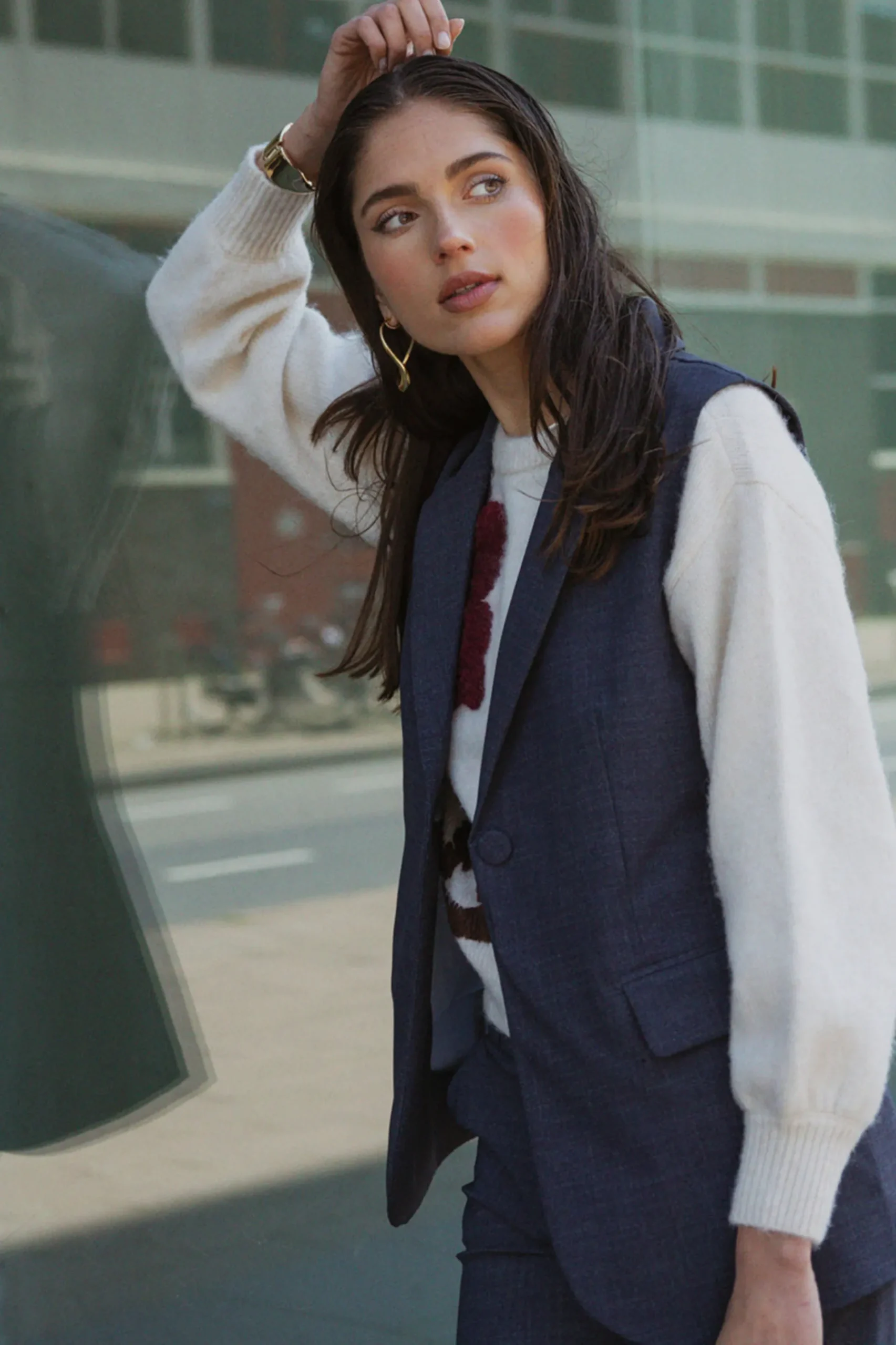 Studio Anneloes Minte bnd dnm tweed gilet -