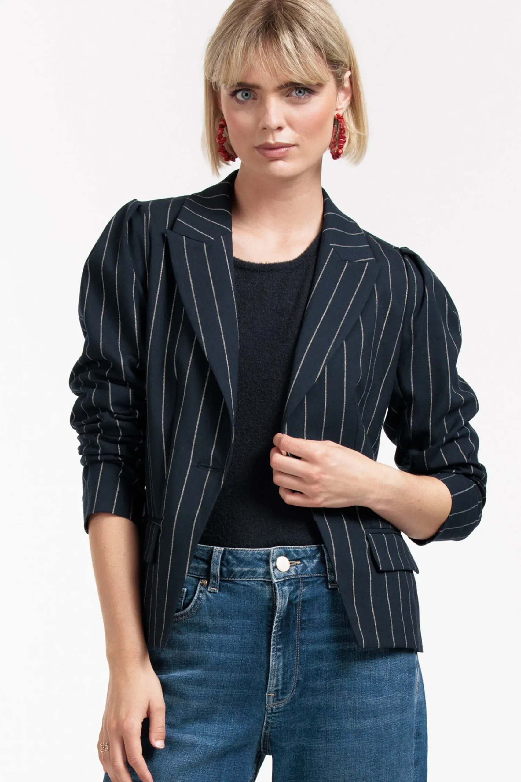 Studio Anneloes Mirelle gold pinstripe blazer -