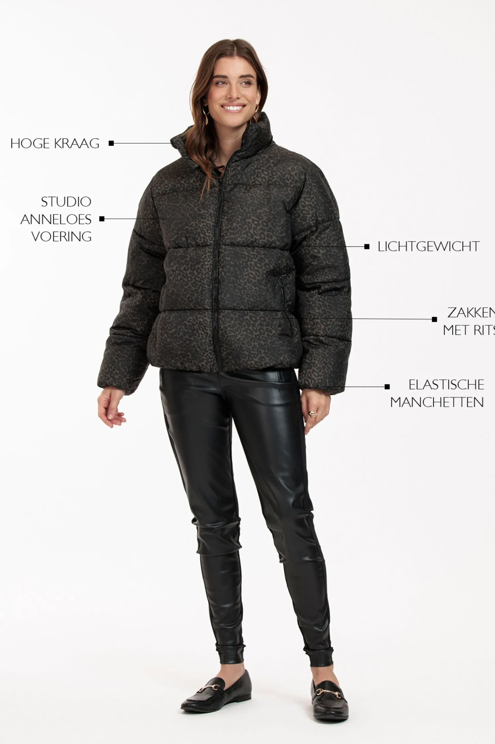 Studio Anneloes Tanner puffer leopard jacket -